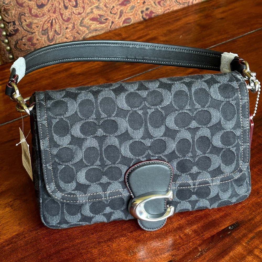 NWT Coach Soft Tabby Black Washed Denim Bag